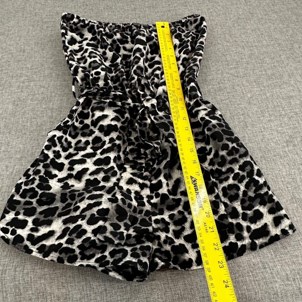 Forever 21 Leopard Romer Tie‎ Belt Figure Flattering Small Gray Black Polyester - Picture 5 of 14